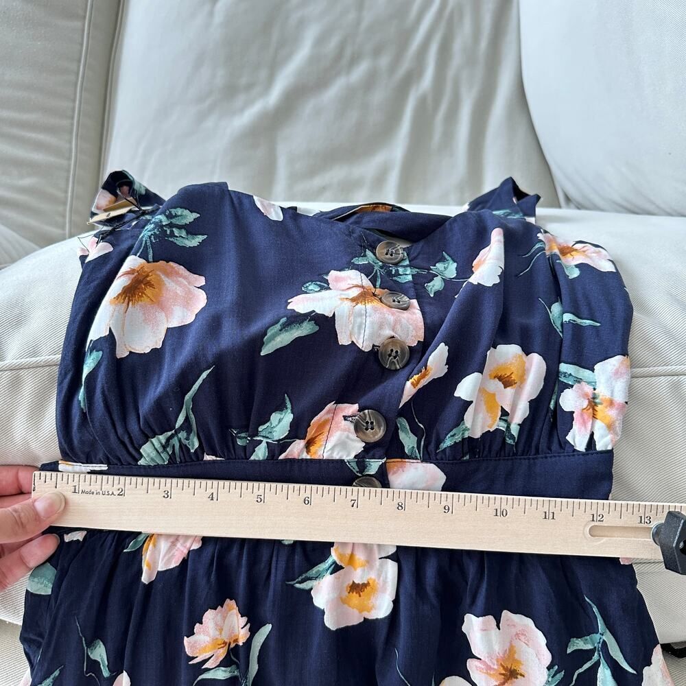 NEW Reformation Dress Floral Lanai Navy Blue Floral Cutout Back Midi Dress XS - Picture 10 of 13